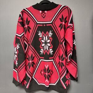 women's XL vintage 1980's new old stock mock neck intarsia snowflake sweater